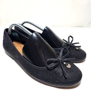 NWOB GIANI BERNINI ODEYSA 3 BLACK SUEDE BOW BALLET FLAT SIZE 12M